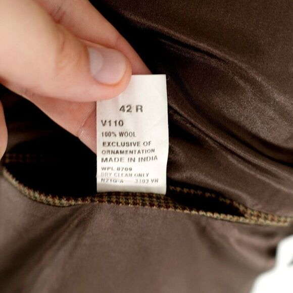 Nautica Wool Brown Green Houndstooth 2 Button Sport Coat‎ 42R - Picture 10 of 14